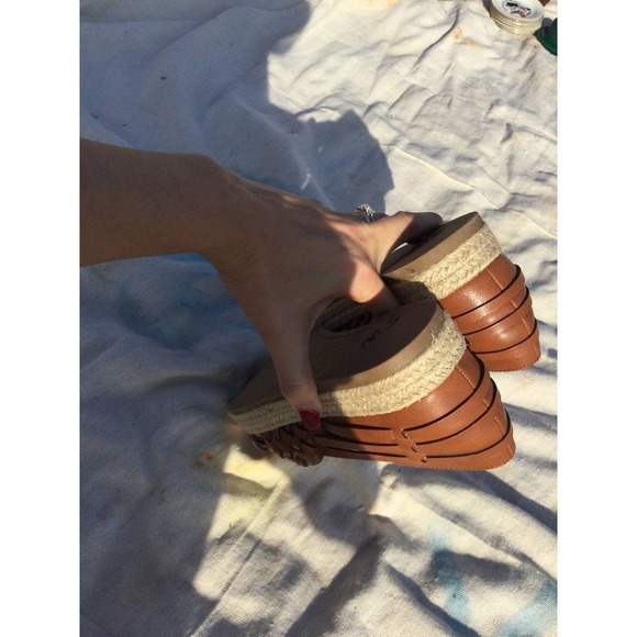 Sam & Libby womens espadrilles flat sandals 9 brown NEW tan coastal academia - Picture 4 of 7